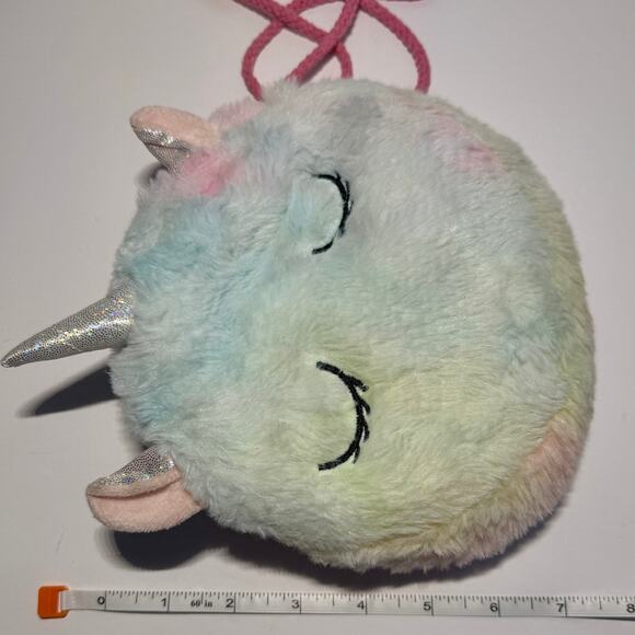 🦄 Unicorn Crossbody Purse for Kids Child Plush Fluffy Soft Rainbow Bag Glitter - Picture 6 of 6